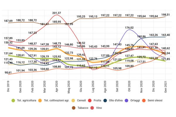 Prezzi agricoli cresciuti del 21,85 in 10 anni